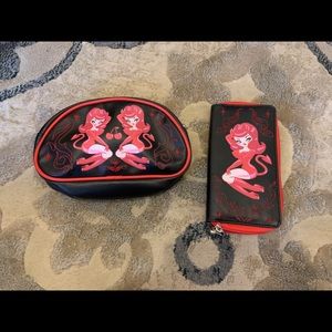 NWOT Fluff Brand wallet & Makeup Bag,  Rockabilly